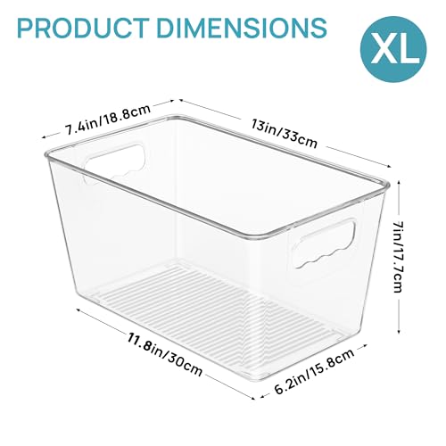 6 Pack Clear Storage Bins, Pantry Storage Bins with Handle, XL - view 2
