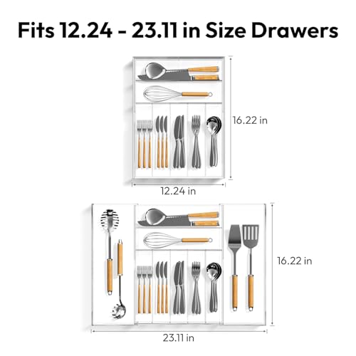Acrylic Utensil Silverware Tray for Drawer, Clear Cutlery Organizer - view 3