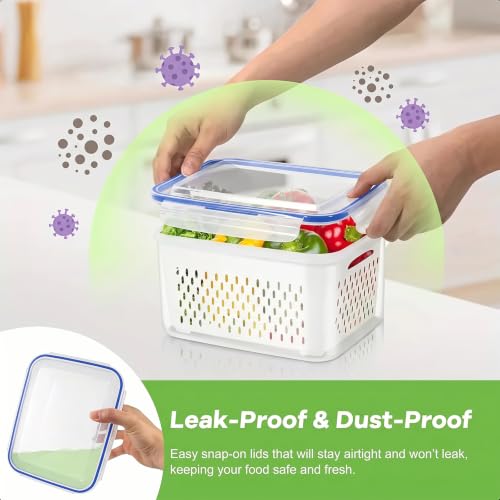 3pcs 4 in 1 Fruit Storage Containers for Fridge with Removable Colanders - view 4