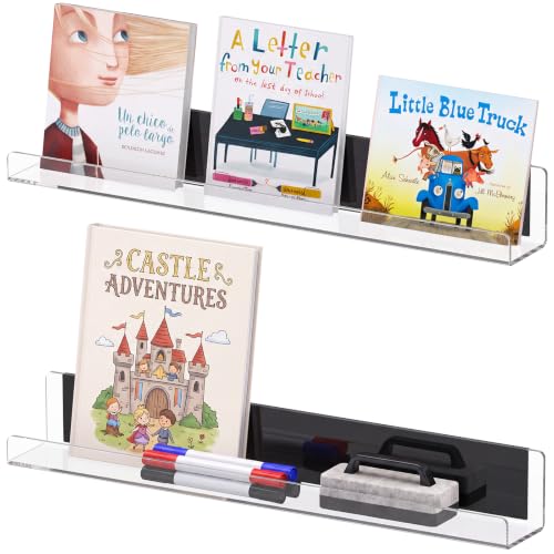 2 Tier Reusable Clear Acrylic Magnetic Book Shelf for Whiteboard