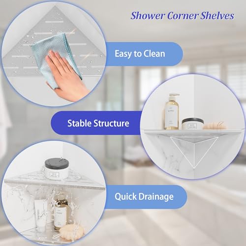 10 Inch Brushed Corner Wall Shelf for Tile Wall Insert, Set of 2 - view 3