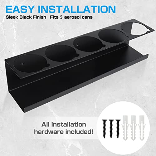 Aerosol Spray Can Holder Rack Organizer, 5 Can Spray Bottle Holder Heavy-Duty Steel Wall Mounted for Garage and Workspace, Pack of 3 - view 7