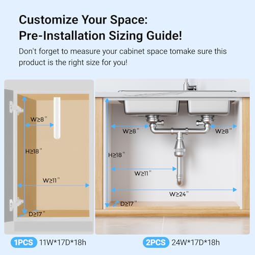 Pull-Out Under Kitchen Sink Organizer, Metal Functional Under Sink Organizer, Height Adjustable Under Bathroom Sink Organizer, Under Sink Storage for Kitchen Bathroom Cabinet (White) - view 2