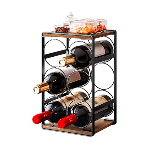 Wine Rack Countertop 6 Bottle Small Wine Racks for Inside Cabinet