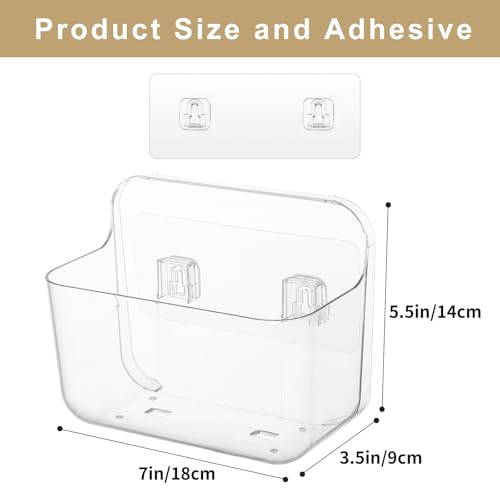2 Pack Adhesive Cabinet Door Organizer, Compact Kitchen Under Sink Organizer, Clear Lid Storage Container for Pantry Shelves, Wall Mounted Bathroom Shower Caddy Hanging Closet Organizer - view 6