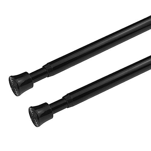 Tension Curtain Rod Adjustable 28-40 Inch, 2 Pack, Black