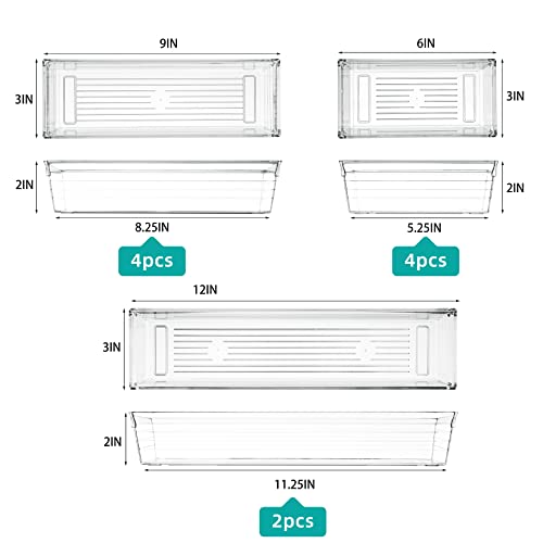 Clear Plastic Drawer Organizer Tray for Vanity Cabinet (Set of 10),Storage Tray for Makeup, Kitchen Utensils, Jewelries, and Gadgets - view 2