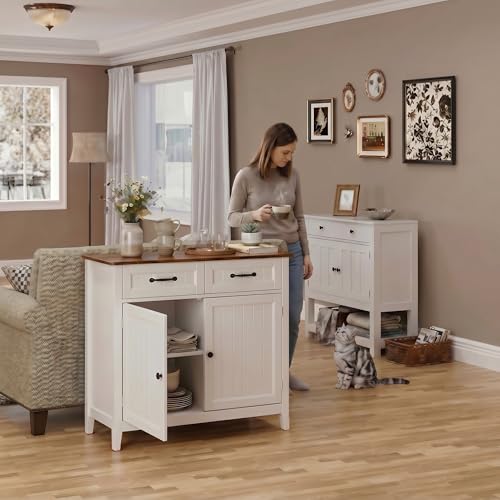 32" Buffet Cabinet, Kitchen Island with Storage - Retro - view 3