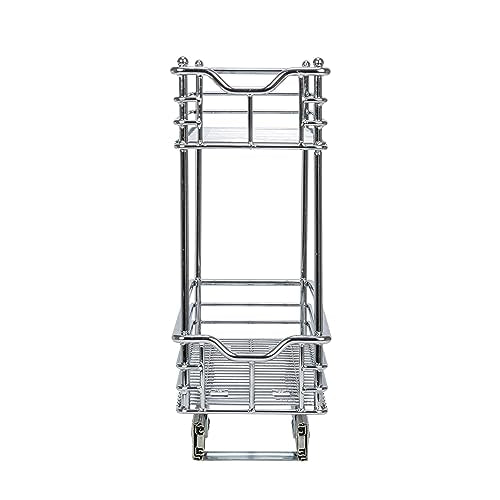 Glidez 2‑Tier Multipurpose Chrome‑Plated Steel Pull‑Out/Slide‑Out Under Cabinet Organizer, Chrome Finish - view 7