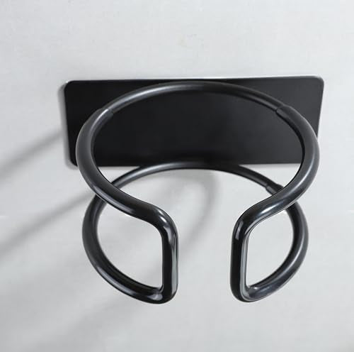 Universal Hair Dryer Holder, Wall Mounted Adhesive Rack, Black - view 6