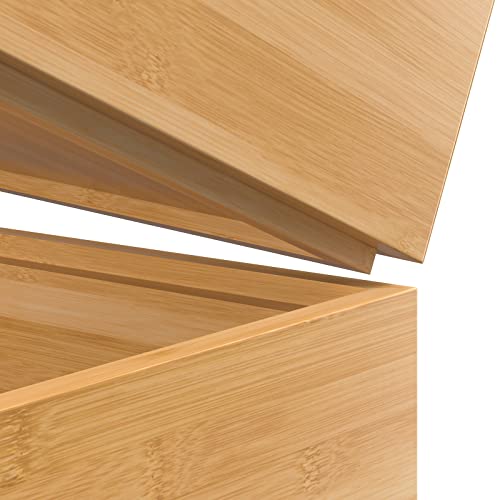 Bamboo Drawer Organizer, Stackable Utensil Organizer for Kitchen, Bamboo Storage Box Wood Silverware Tray for Drawer 15" x 6" x 2" Set of 2 - view 5