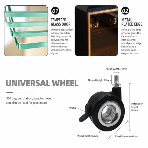 4-Tier Audio Rack with Wheels – Adjustable AV Stand with Wood Shelves & Glass Door for Home Theater, TV Storage, Media Console – Stylish Furniture Solution for Entertainment Systems - view 7