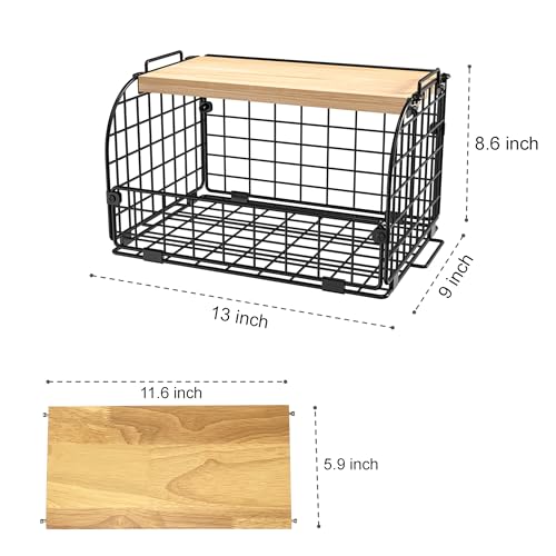2 Set Stackable Wire Basket with Openable Top, Kitchen Counter, Pantry Organizer and Storage Produce Onion Potato Fruits Vegs Bread Food Snack Spice Organizing Bin for Cabinet Shelf Countertop Floor - view 3