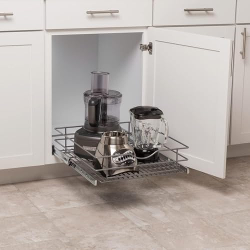 RS-MUB-17-FN 5 in. H x 18 in. W x 20 in. D Multi-Use Basket Silver Pull Out Cabinet Organizer, Frosted Nickel - view 2