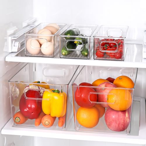 Clear Plastic Storage Bins 8 Pack - Pantry Organizers and Storage, Fridge Organizer Containers for Kitchen, Cabinet, Freezer, Bathroom, Clost, Home Organization - view 4