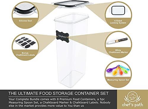 Kitchen Storage Box Set - 8 Airtight Food Jars for Storing Spaghetti, Pasta, Flour, Cereals, Pet Food Preservation, BPA Free (3 quarts) - view 3