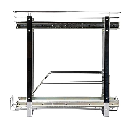 Glidez Multipurpose Chrome-Plated Steel Pull-Out/Slide-Out Storage Organizer for Cookware and Bakeware - 2-Tier Design - Fits Standard Size Cabinet or Shelf, Chrome - view 7