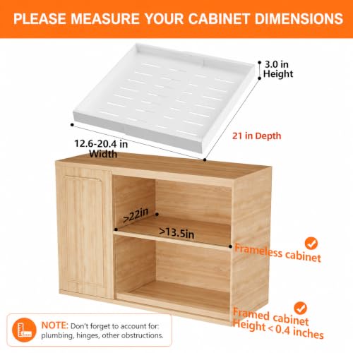 1 Pack Expandable Pull Out Cabinet Organizer,21" Deep,White - view 2