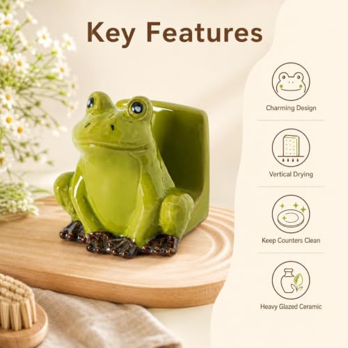 Ceramic Frog Sponge Holder Kitchen Sink Counter Scrub Pad Caddy Organizer - view 2