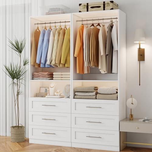 Closet System with 6 Drawers, 4-10.5FT Organizer System