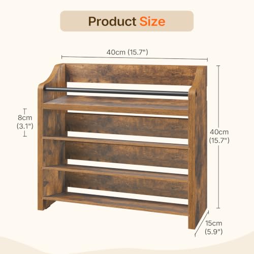Spice Rack, 4 Tier Wall Mount & Countertop Organizer, Industrial Spice Holder, for Kitchen Countertop and Cabinet, Compact and Versatile, Rustic Brown SR07BR - view 6