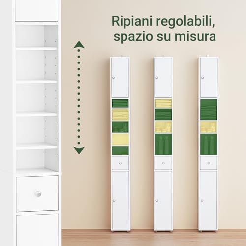 Tall Bathroom Storage Cabinet, 7.8 x 7.8 x 70.8 in, White - view 6