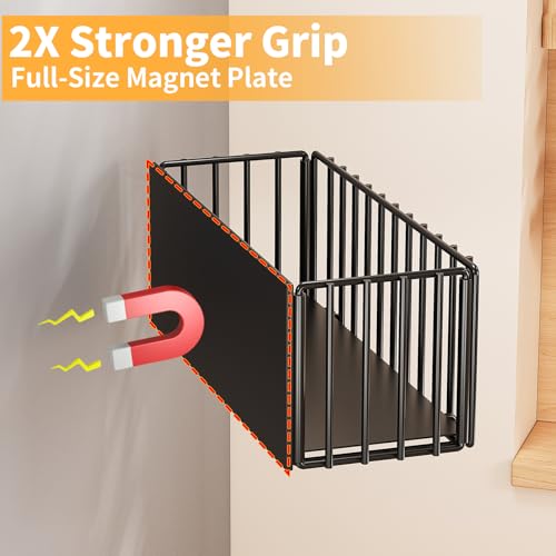 2 Pack Heavy-Duty Magnetic Shelf for fridge, Foldable Magnetic Basket with 4 Hooks, Fruit Potato Onion Storage Shelves, Large Magnetic Spice Rack Organizer for Fridge Oven Laundry(2 Pack) - view 5