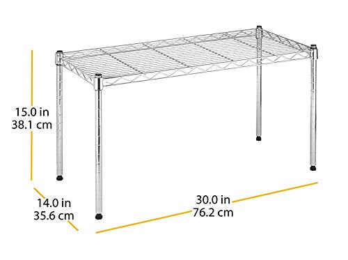 Wire Shelving Unit, Metal Storage Shelves, Durable Heavy Duty Shelf, Easy Assembly for Pantry, Kitchen, Garage, Plant, 14" x 30" x 15" - view 3