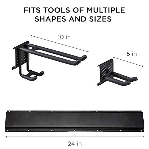 Tool Storage Rack, 8 Piece Garage Organizer, Metal, Wall mounted, Holder for Broom, Mop, Rake Shovel & Tools, By Right-Hand Storage Solution - view 7