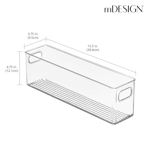 Plastic Kitchen Organizer - Storage Holder Bin with Handles for Pantry, Cupboard, Cabinet, Fridge/Freezer, Shelves, and Counter - Holds Canned Food, Snacks, Drinks, and Sauces - 6 Pack - Clear - view 2