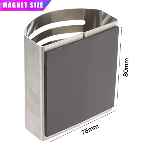 2 Pack Magnetic Modern Pen and Pencil Holder, Metal Writing Utensil Storage Organizer for Kitchen, Locker, Home, or Office, 3.25" x 1.75" x 3.50", Brushed Stainless Steel - view 6