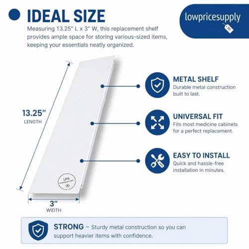 12 Pack Medicine Cabinet Shelf, Replacement Cabinet Shelf, Bathroom Shelf Insert, Metal Cabinet Shelf, Medicine Cabinet Organizer, Vanity Shelf Replacement, Bathroom Storage Shelf - view 5