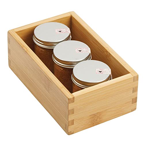Wood Bamboo Storage Bin Container, Drawer Organizer Crate Boxes for Kitchen Pantry Cabinet, Shelf, Island or Countertop, Holds Snacks, Spices, or Drinks, Echo Collection, 4 Pack, Natural/Tan - view 6