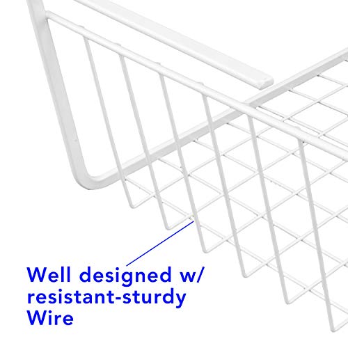 15-Inch Easy Install White Wire Under-Cabinet Hanging Basket Shelf Organizer – Storage Rack for Kitchen, Pantry, and Bathroom - view 4