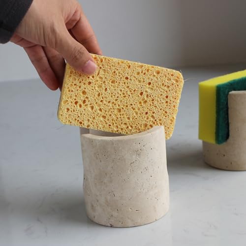 Natural Travertine Marble Sponge Holder for Kitchen Sink, Drying Rack, Compact Sink Caddy Organizer - Beige Travertine - view 6