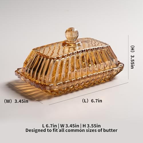 Champagne Color Glass Butter Dish with Lid for Countertop - view 6