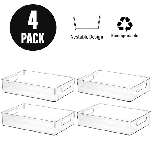 Clear Plastic Storage Bins, Pantry Organizers and Storage, Kitchen Organization and Storage Containers Bins for Organizing, Fridge, Freezer, Bathroom, Pantries, Medicine Cabinet Organizer Bin - view 4