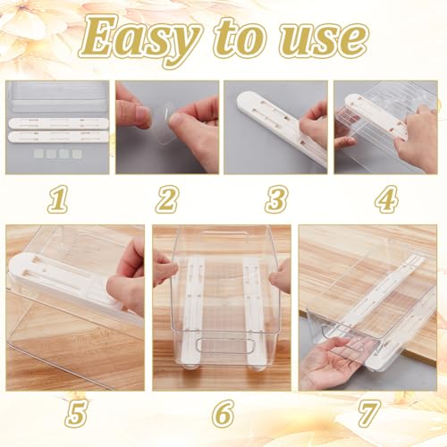 8Pcs Pull Out Rail for Baskets or Bins Cabinets Adhesive Sliders Plastic Drawer Rails Side Mounted Tracks Guides Kit White Drawer Slides Storage and Organization Accessories for Cabinet - view 3