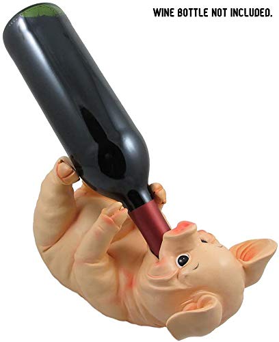 Drinking Pig Wine Bottle Holder Sculpture for Country Farm Bar and Kitchen Decor Tabletop Wine Stands & Racks and Decorative Collectible Statue Gifts for Farmers - view 3