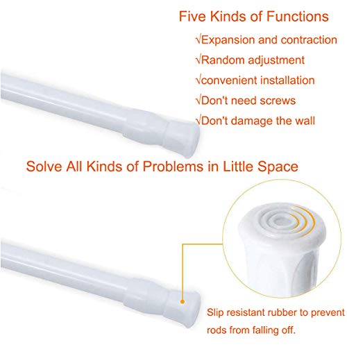 2 Pack Small Tension Rods 7 in to 11 Curtain Rods Window Rods in Extendable Width Spring Cupboard Bars for Kitchen Utensils, Closet, and Cabinet, Fit in The Spaces to Stay Up - view 3