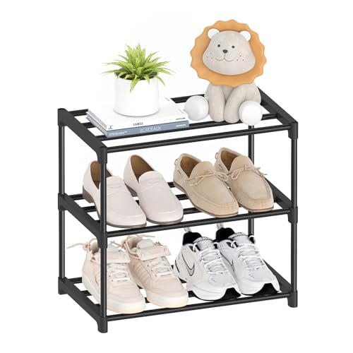 3 Tier Extra Small Shoe Rack (16.3" Wide), Lightweight Shelf
