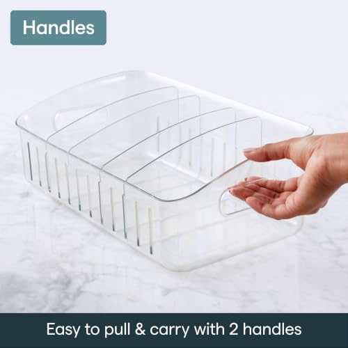 FreezeUp Freezer Bin 15", BPA-Free Clear Fridge Organizer with Adjustable Dividers and Handles for Frozen Food and Leftovers - view 5