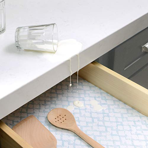 Brand Grip Prints Shelf Liner, Durable and Non-Adhesive Liners, Non-Slip Drawer and Cabinet Liner, 18" x 4', Trellis Faded Blue, Pack of 1 Roll - view 2