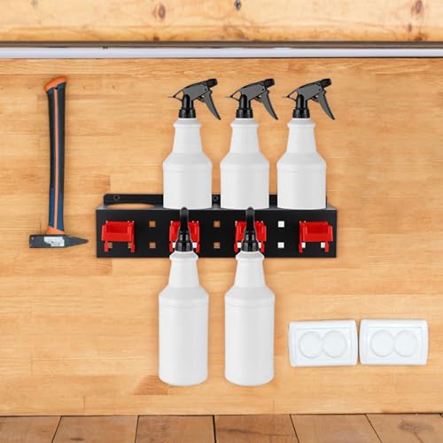 Spray Bottle Holder Wall Mount, Detailing Bottle Organizer, Spray Bottle Rack with 4 Holes and 4 Hooks - view 5