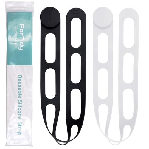 Silicone Latch Strap for Slow Cooker Lid Self-Lock Tie, Black&White