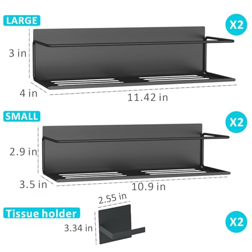 Magnetic Spice Rack For Refrigerator, Magnetic Fridge Shelf For Kitchen, Magnetic Shelf For Fridge Space Saving Black 4 Pack With Magnetic Paper Towel Holder - view 2