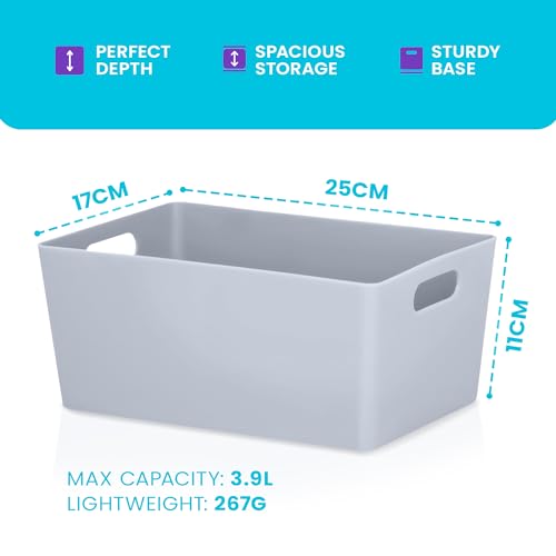 5-Pack Plastic Storage Baskets with Sturdy Handles, Lightweight & Durable Design, Ideal for Kitchen, Bathroom, and Cleaning Organisation, 3.9L Capacity, 17 x 25 x 11cm - view 4