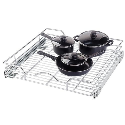 Pull Out Cabinet Organizer (14.75" W x 17" D), Pull out Drawers, Cabinet Pull Out Shelves for Base Cabinet Organization in Kitchen Bathroom Pantry, Bottom Mount, Chrome Finish - view 3