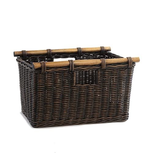 Tall Narrow Wicker Storage Basket, S, Walnut Brown