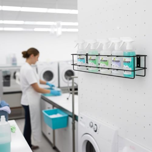 Up to Five 32 oz Spray Bottle Rack – Wall Mount Organizer | Heavy Duty Metal Holder for Cleaning, Chemical, or Detailing Bottles | Safe & Space-Saving Storage for Garage, Shop, or Janitorial Use - view 2